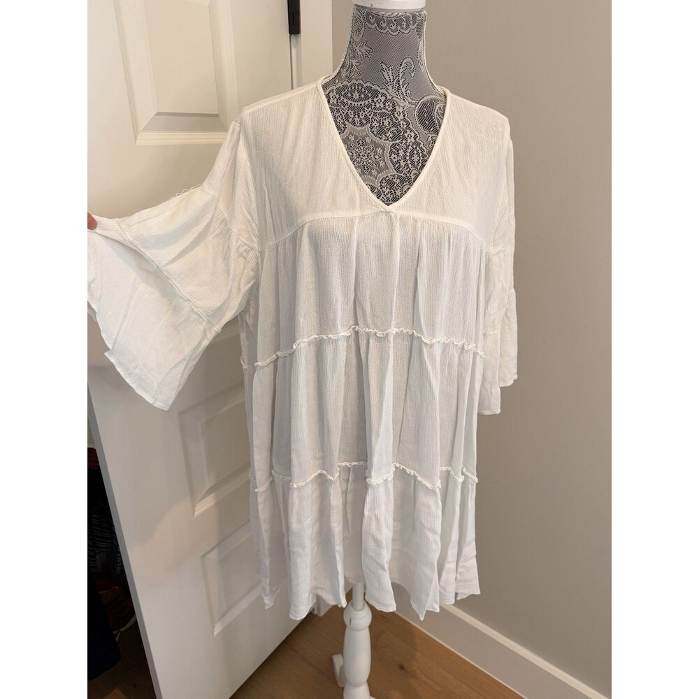 Ariat White Gauze Tunic Top Boho Hippie Flowy Sleeves Sz 2XL XXL